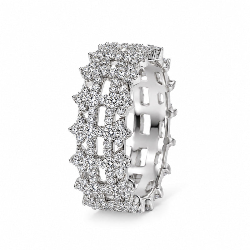 Bague Dentelle large pavé ajouré, argent