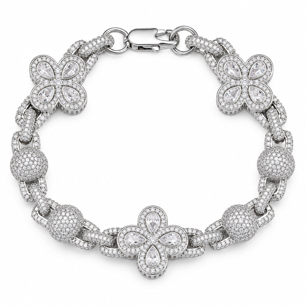 Bracelet Marais maillons trèfle taille poire, argent