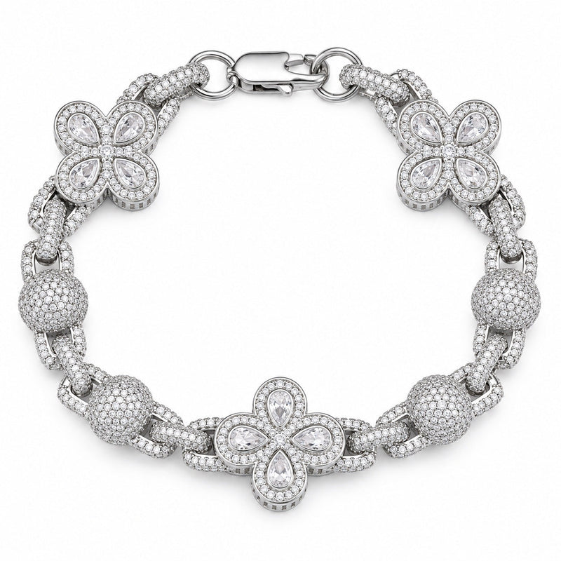 Bracelet Marais maillons trèfle taille poire, argent