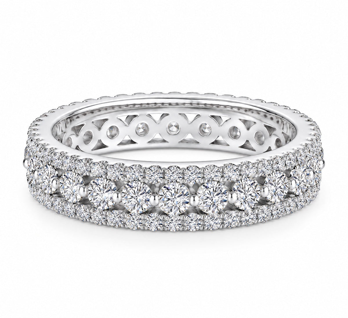 Bague Ruban éternité pavée multi-rangs, argent