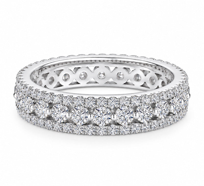 Bague Ruban éternité pavée multi-rangs, argent