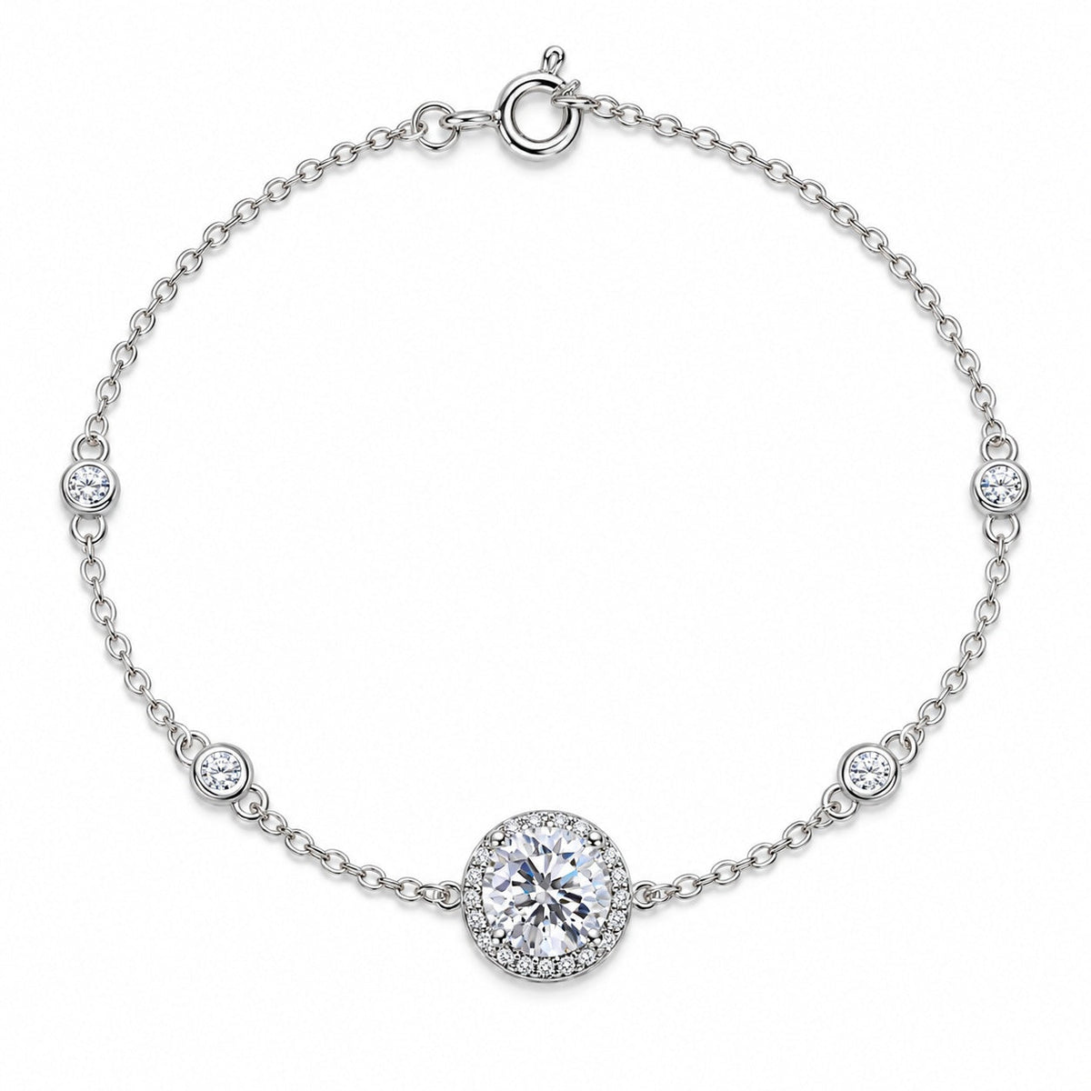 Bracelet Fil chaîne halo, argent