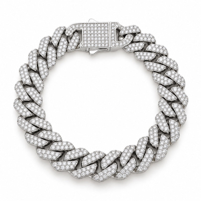 Bracelet Empire cuban iced, argent