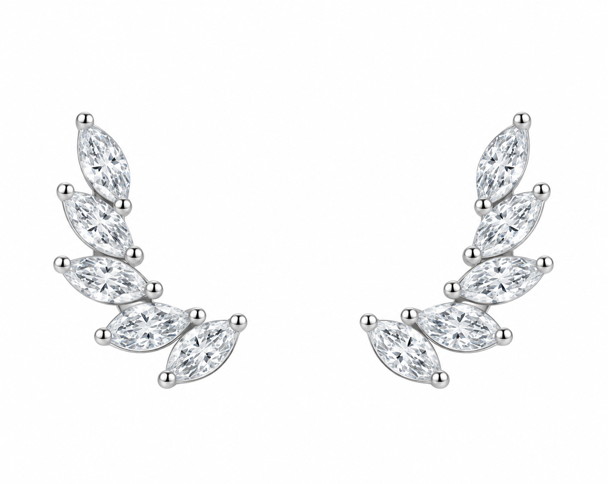 Aile — boucles d'oreilles grimpantes marquise, argent