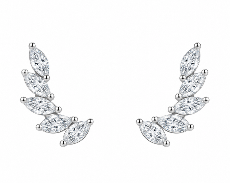 Aile — boucles d'oreilles grimpantes marquise, argent