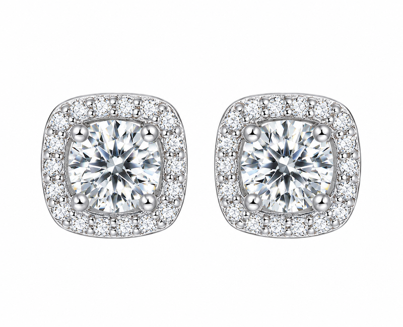 Concorde — puces d'oreilles halo coussin, argent